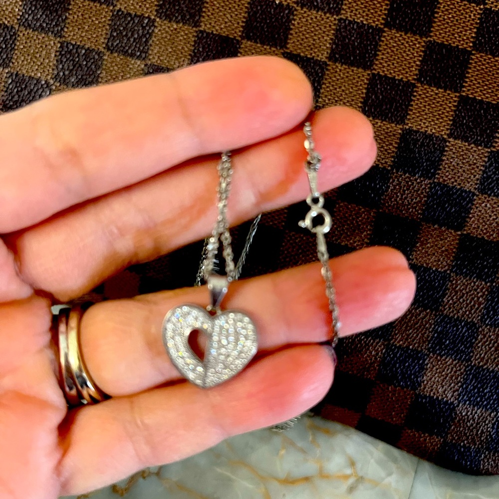 Open heart sterling silver chain and pendent